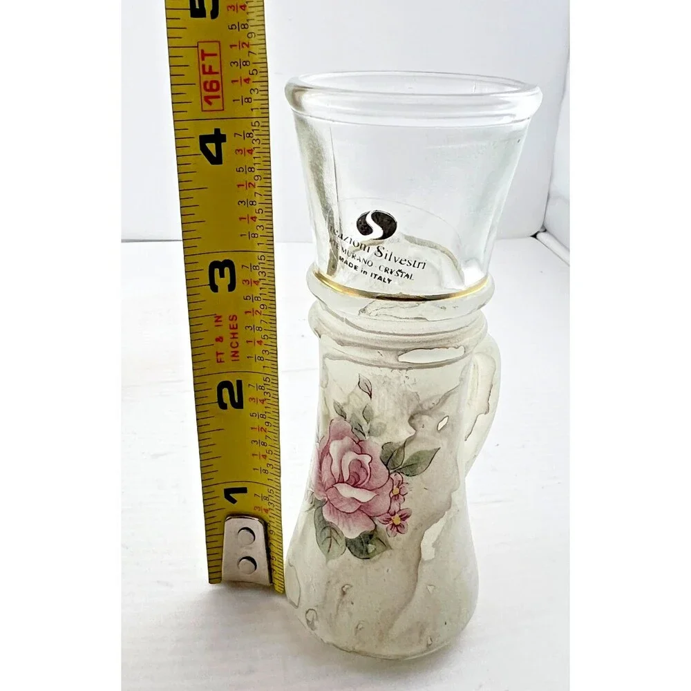 Arte MURANO Crystal Silvestri Decanter & Cordial Glasses Set White Marble Rose